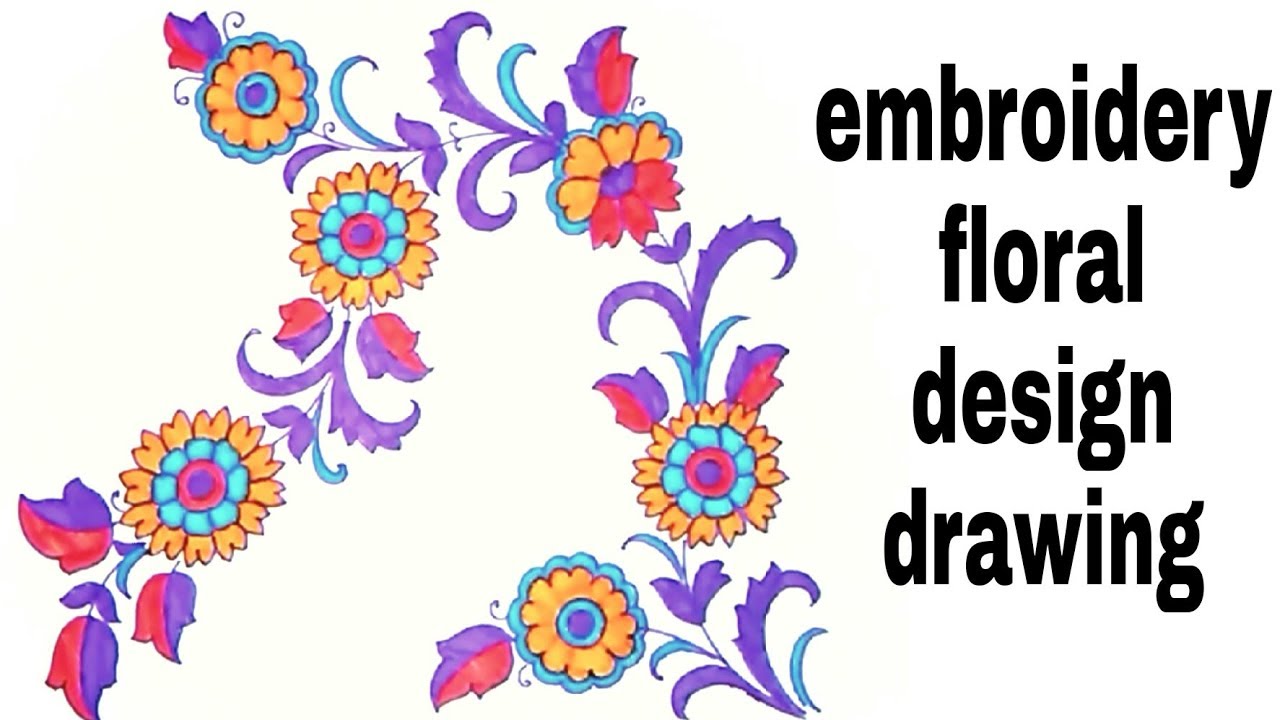 1280x720 Embroidery Flowers Design Drawing For Hand Embroidery Saree Sketch