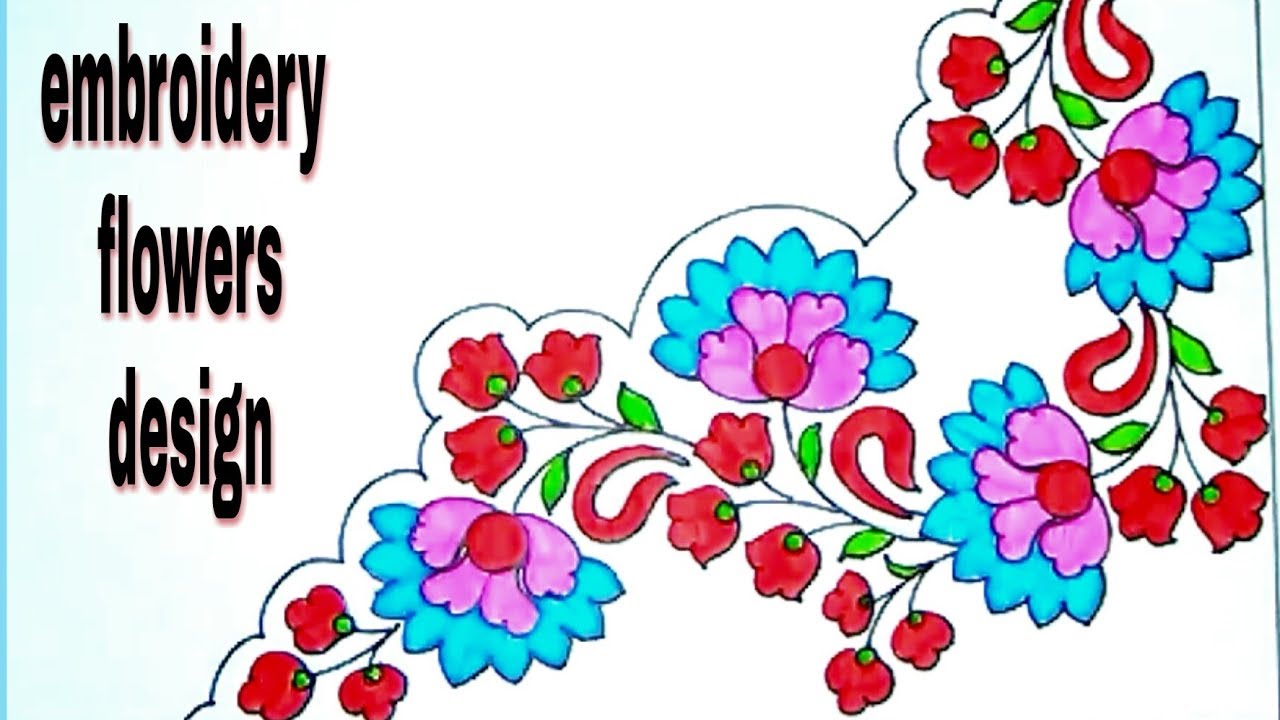 1280x720 Simple Pencil Sketch Flowers Design For Embroidery Saree Design