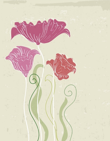 467x600 Flowers Drawing Retro Handdrawn Sketch Free Vector In Adobe