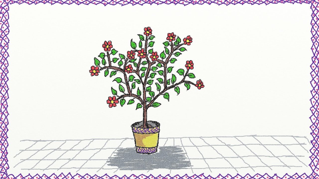 1280x720 Drawing A Simple Flower Pot How To Draw A Flower Pot Drawing