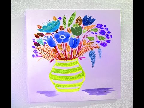 480x360 How To Draw A Flower Vase With Flower For Kids Easy Step By