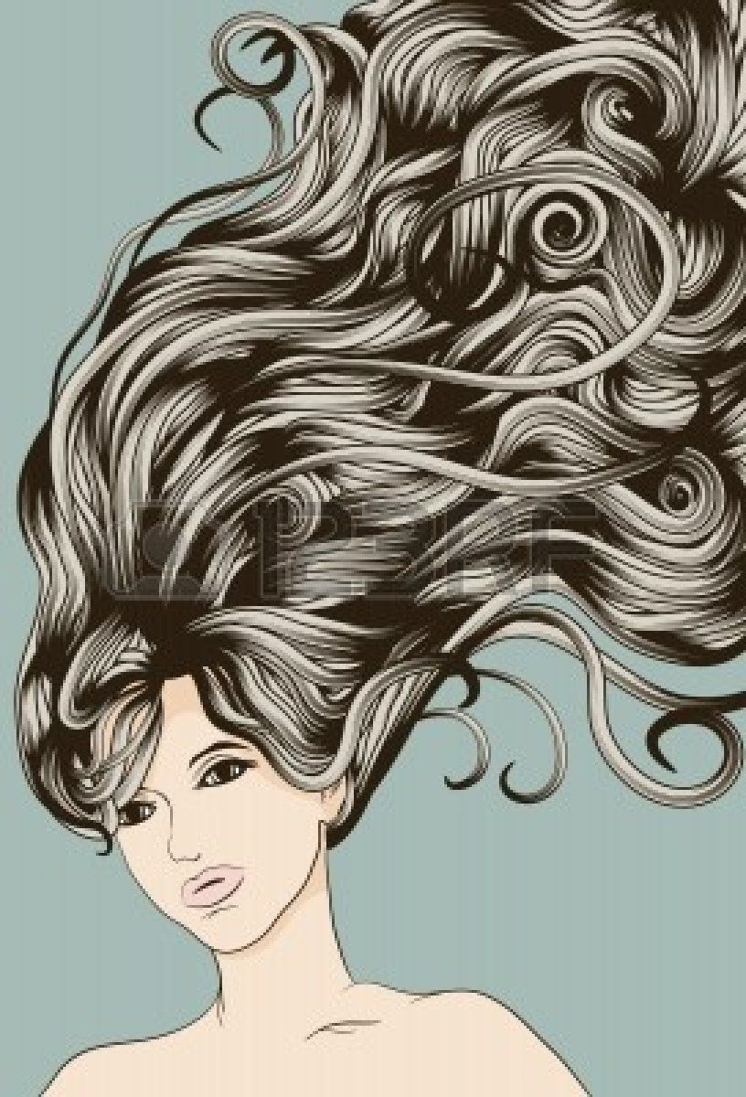 816x1200 Woman's Face With Long Detailed Flowing Hair By Vector Httpwww