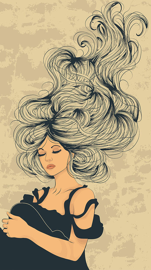 502x900 Woman With Long Flowing Hair Digital Art By Transfuchsian