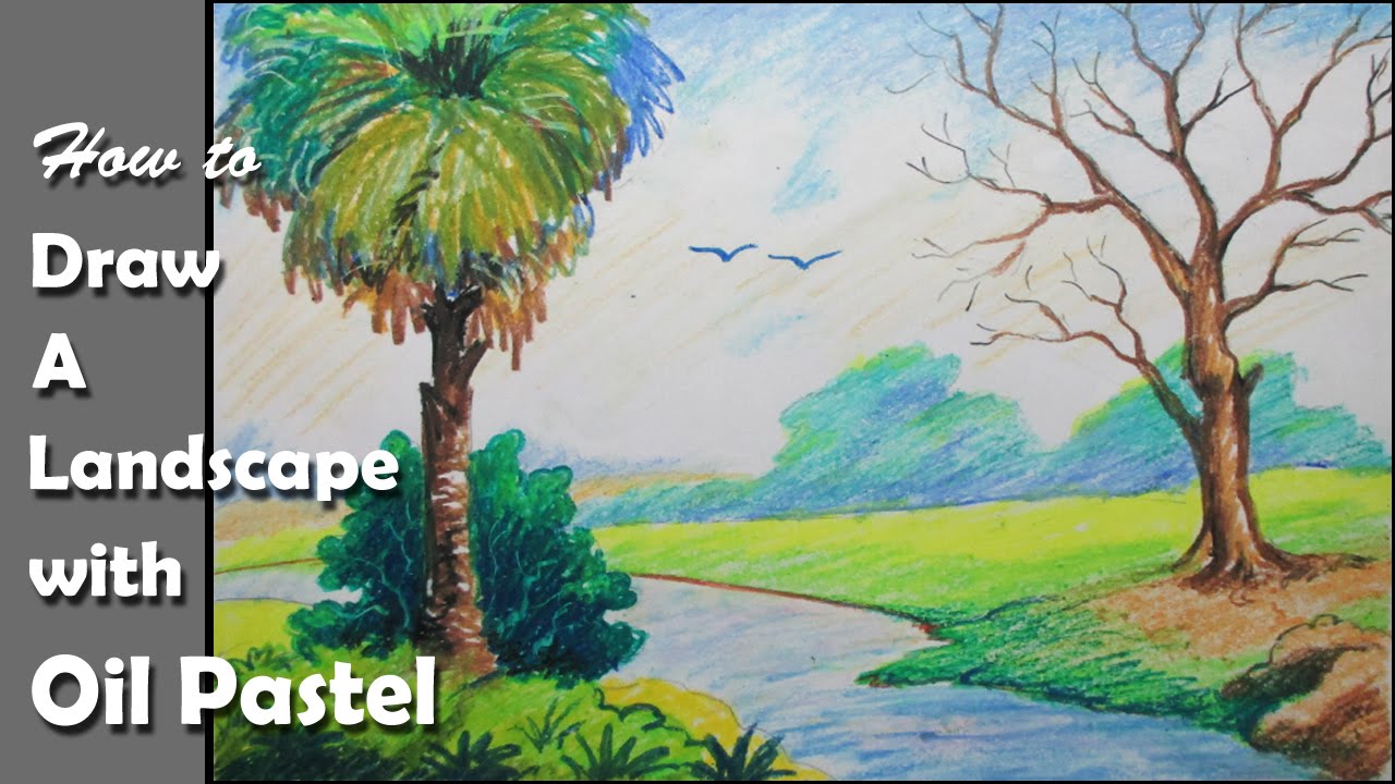 1280x720 How To Draw A Simple Landscape In Oil Pastel