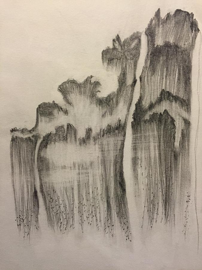 675x900 Mountain Flowing Water Drawing By Catherine Li