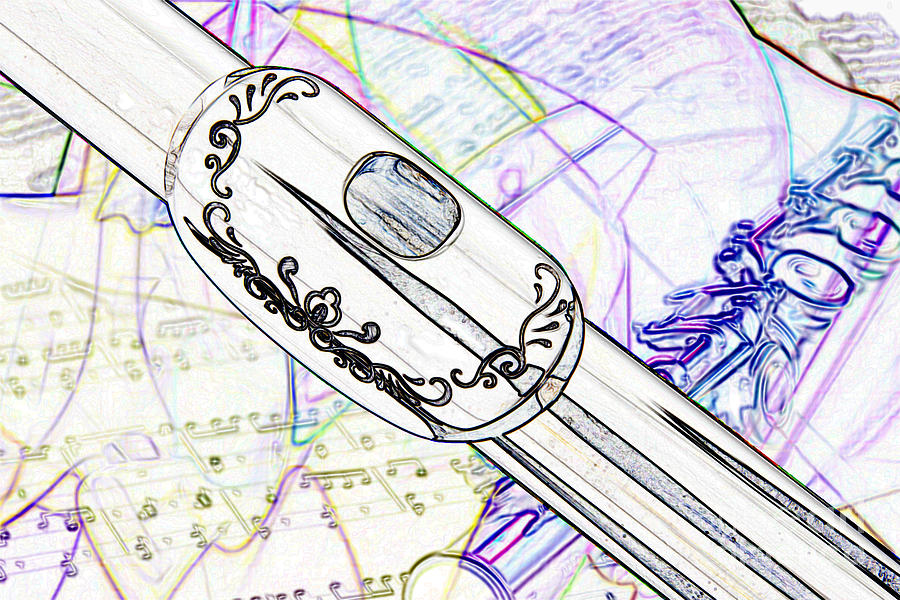 900x600 Drawing Of Flute Music Instrument Lip Plate In Color 3448.03