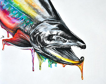 340x270 Fly Fishing Drawing Etsy