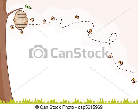 450x358 Bee Background. Illustration Of A Group Of Bees Flying Stock