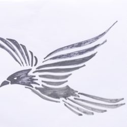 250x250 Flying Bird Drawing, Pencil, Sketch, Colorful, Realistic Art