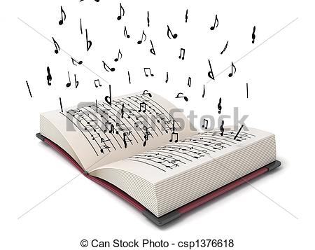 450x357 3d Flying Musical Notes From Books Stock Illustration