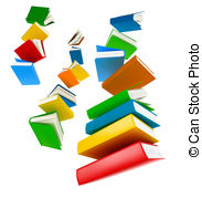 183x179 Open Flying Books In The Sky With Sunshine. Stock Illustration