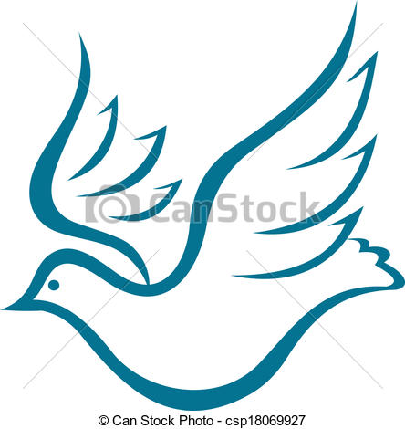 444x470 Vector Doodle Sketch Of A Graceful Flying Dove Of Peace