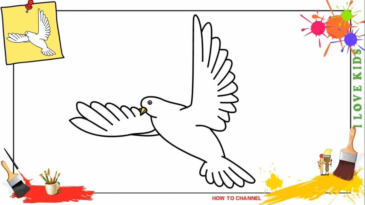 1280x720 How To Draw A Dove Flying Step By Step
