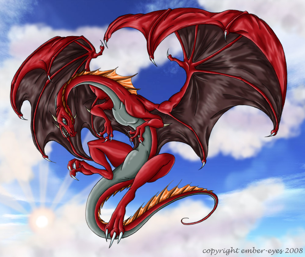 1000x844 Red Flying Dragon By Ember Eyes