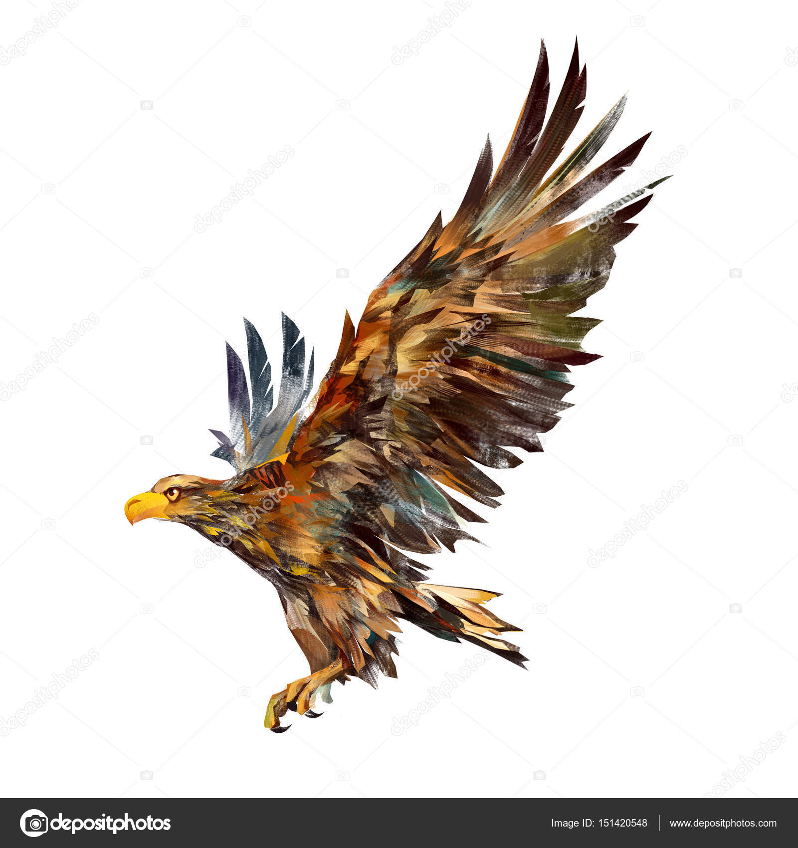 1600x1700 Isolated Drawing Of A Flying Eagle On The Side Stock Photo