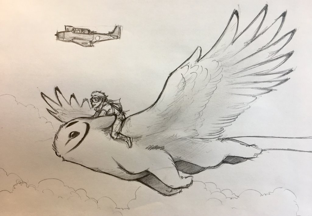 1024x709 Owl Griffin Flight By Robthedoodler