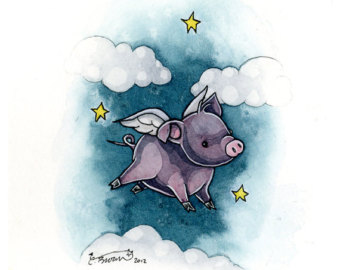 340x270 Winged Pig Print Etsy