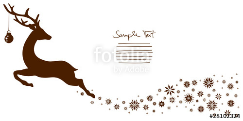 500x251 Flying Reindeer Snowflakes Amp Christmas Ball Brown Stock Image