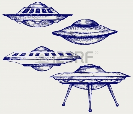450x386 Space Flying Saucer Doodle Style Royalty Free Cliparts, Vectors