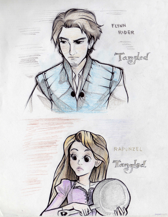 696x900 Rapunzel And Flynn Rider By Papelmarfil