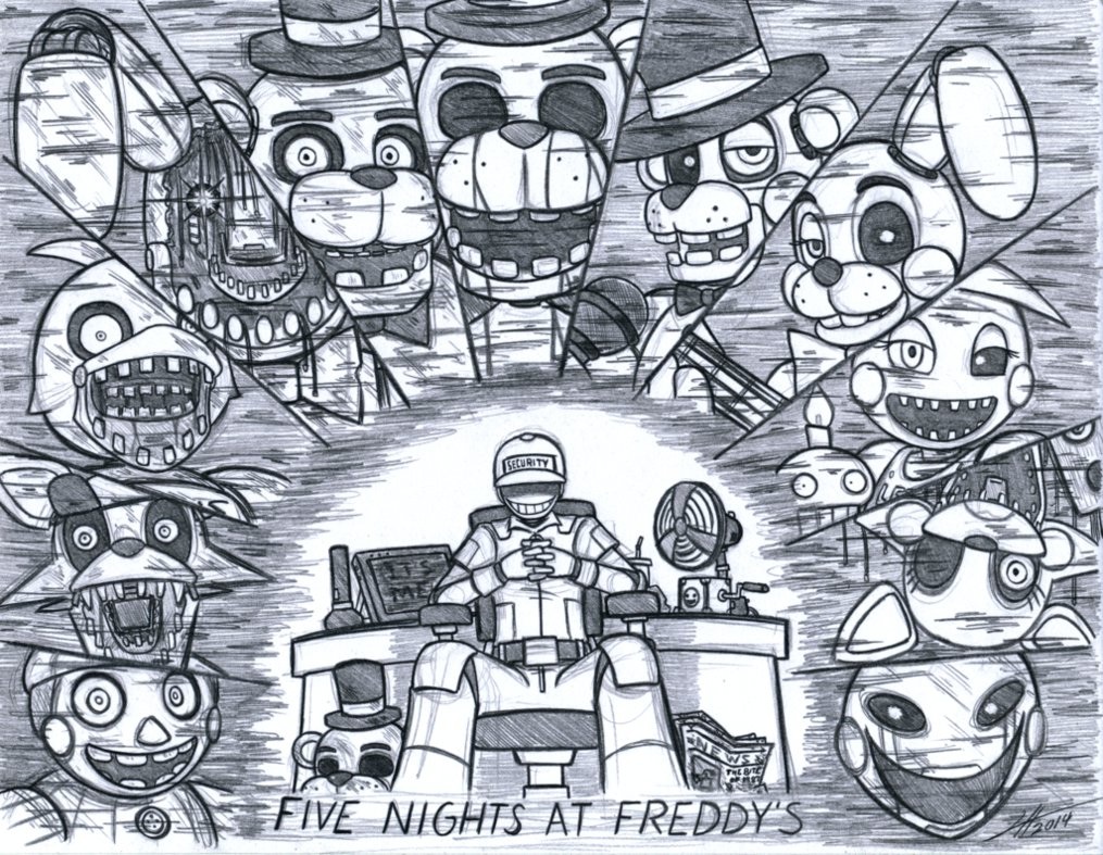 1015x787 Fnaf 1 Drawing By Xxnightmareshadowxx