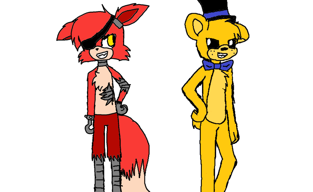 1024x629 Tried Drawing Foxy And Golden Freddy (Fail) By Gamersoul2313
