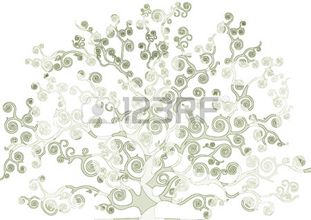 450x318 Drawing Of A Tree With Foliage Scrawled On White Background Stock