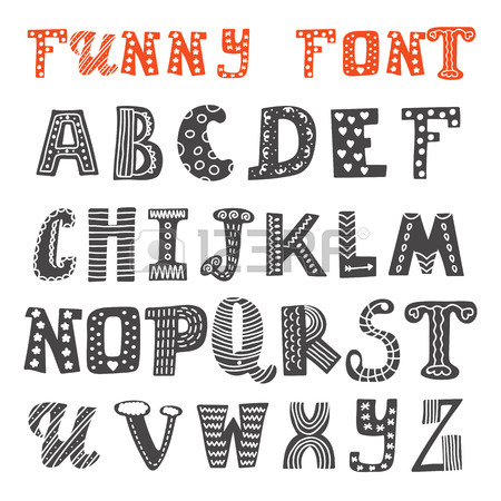 450x450 Hand Drawn Cute Alphabet. Comic Cartoon Font. Vector Illustration