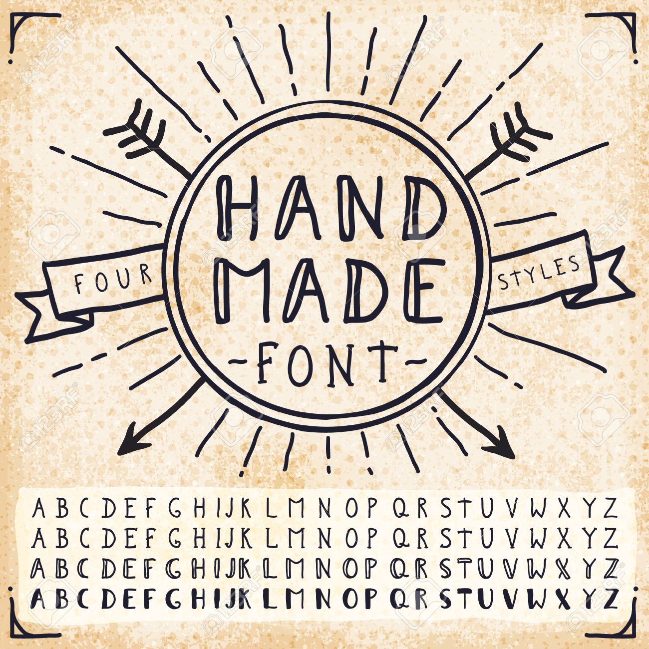 1300x1300 Handwriting Doodle Alphabet Vector Hand Drawn Fonts Royalty Free