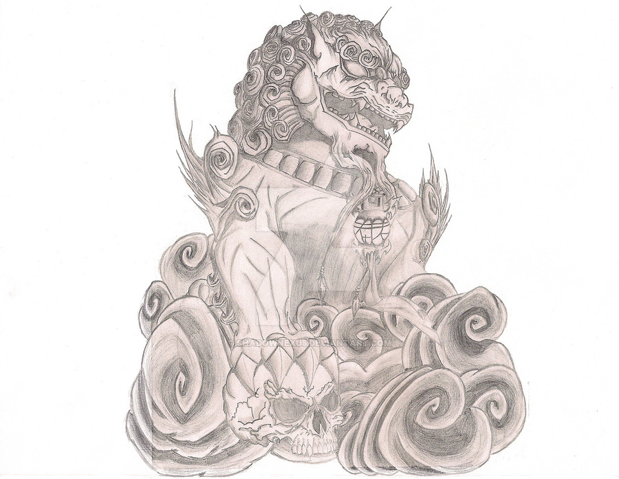 900x696 Foo Dog Tattoo By Shadownexu5