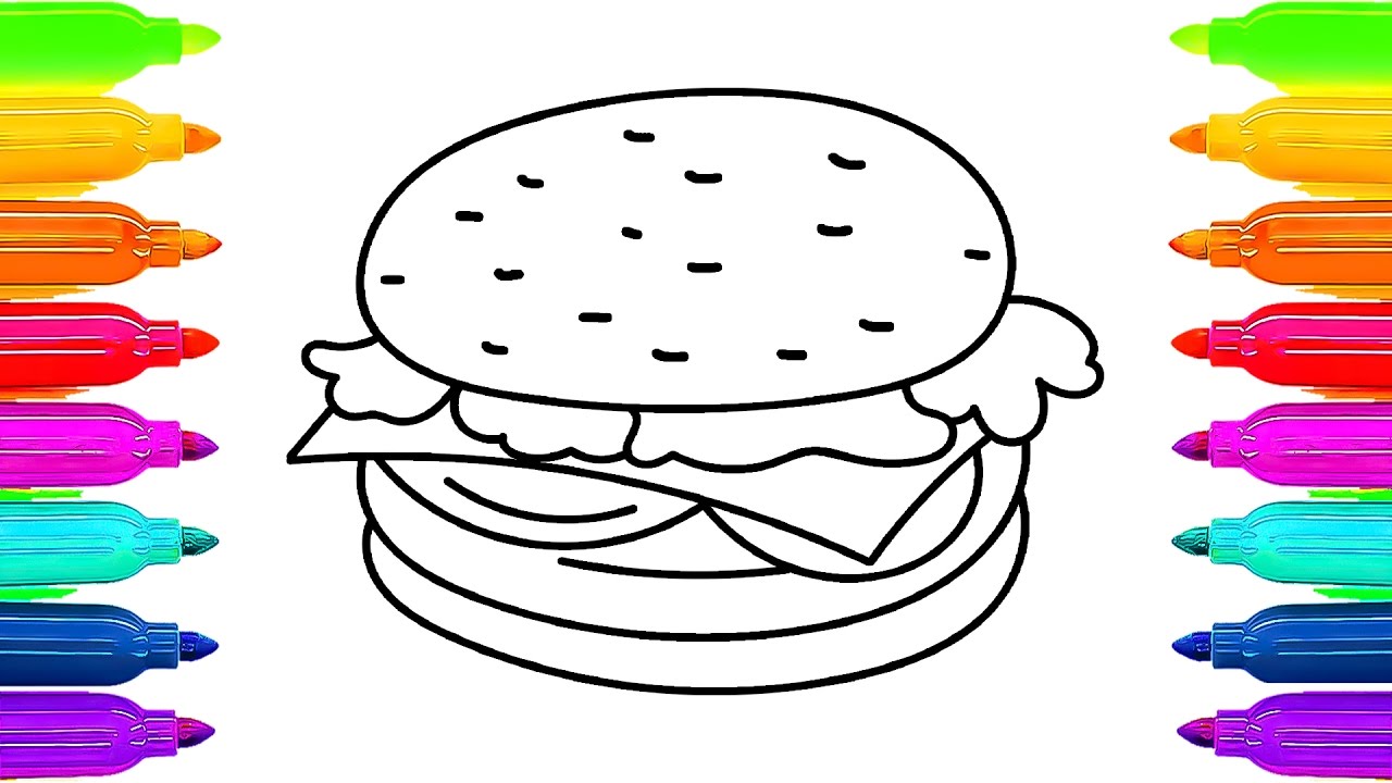 1280x720 How To Draw Cheeseburger Fast Food Learning Coloring Pages