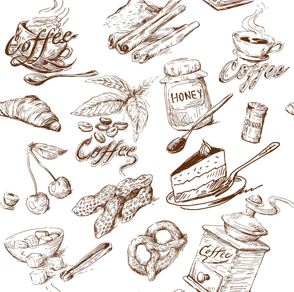 600x595 Line Drawing Foods And Kitchenwares Vector Material 2 Free