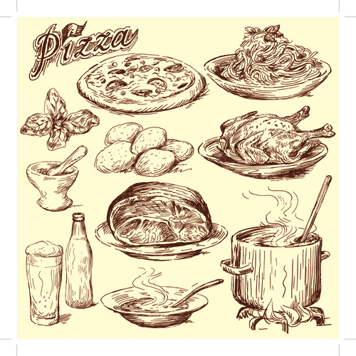 500x500 Food Drawing Vector Free Vector Download (93,227 Free Vector)