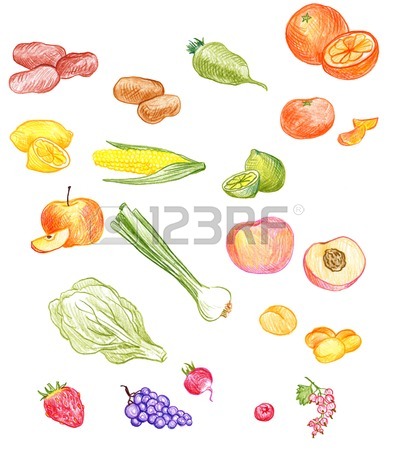 394x450 Vector Set Of Food Drawing By Color Pencil, Doodle Bread