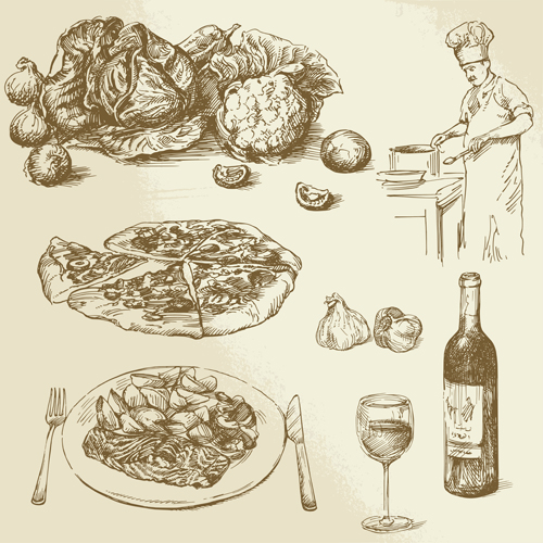 500x500 Drawing Foods Retro Illustrations Vector 13