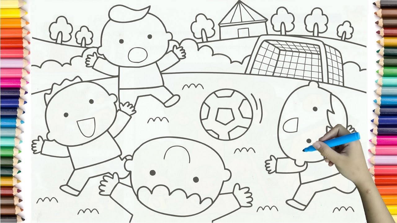 1280x720 How To Drawing Baby Boy Playing Football Colorful For Kids