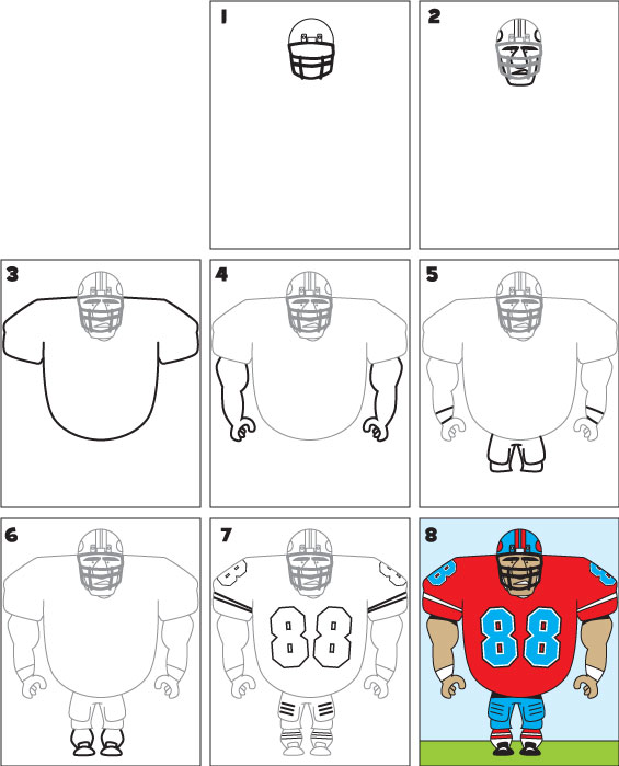 565x699 How To Draw A Football Player Drawings Football
