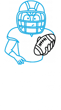 215x382 How To Draw An American Football Player, A Sportsman, Easy Step By