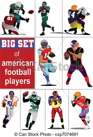 318x470 Big Set Of American Football Player S Silhouettes In Action