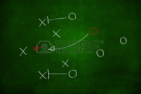 450x301 Football Play Strategy Drawn Out On A Chalk Board Stock Photo