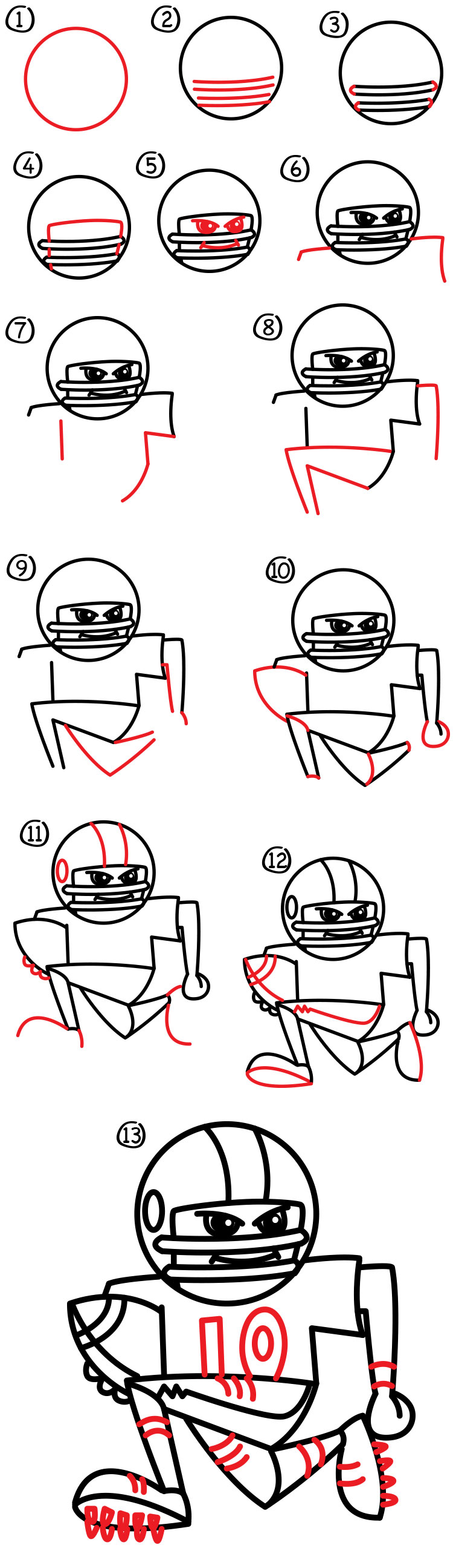 750x2590 How To Draw A Football Player