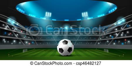 450x224 Soccer Football Stadium Spotlight And Ball Background