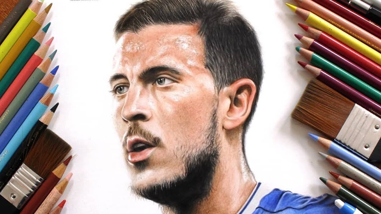 1280x720 Footballer Drawings Hazard, Salah, Mbappe