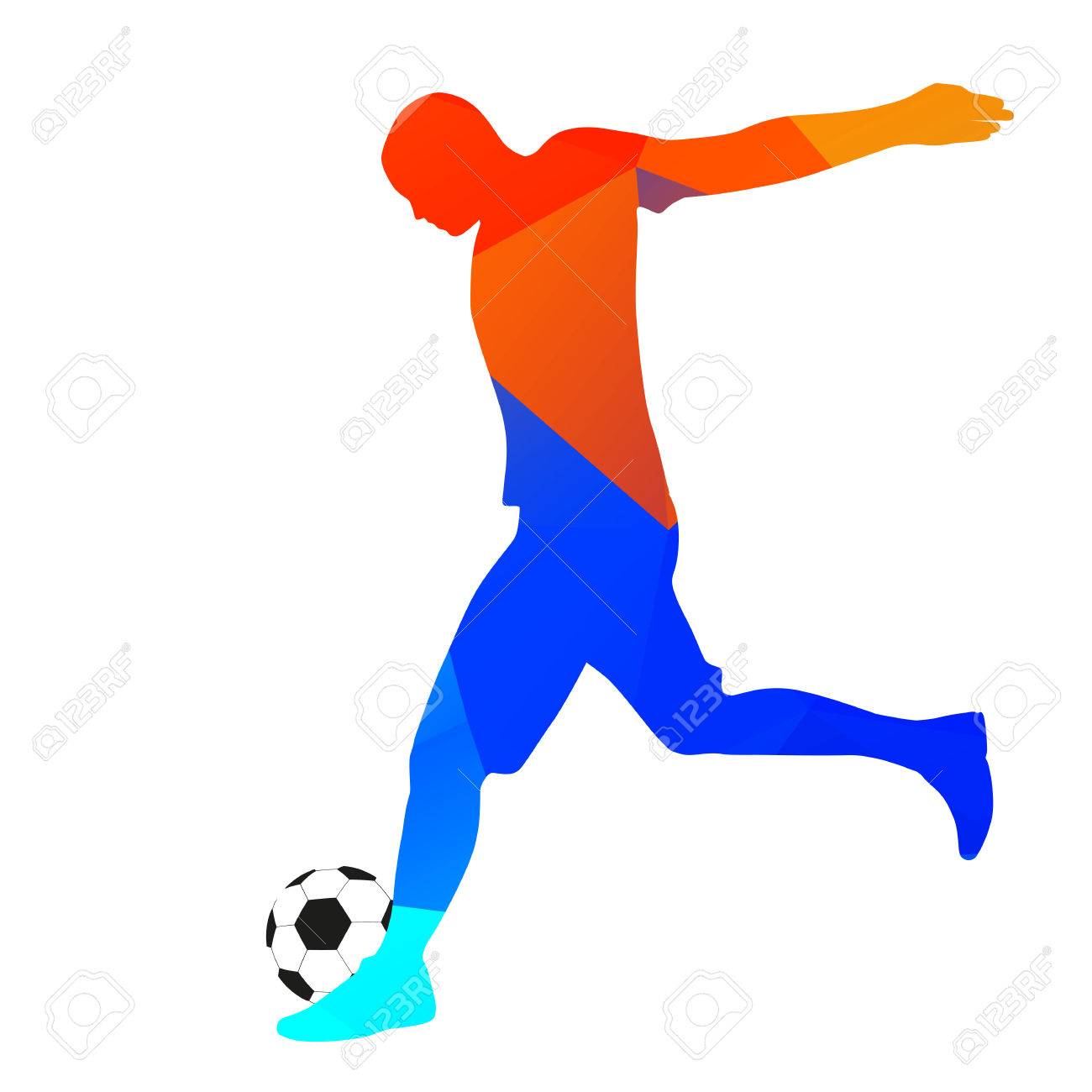 1300x1300 Geometric Drawing Footballer Kicking A Ball Royalty Free Cliparts