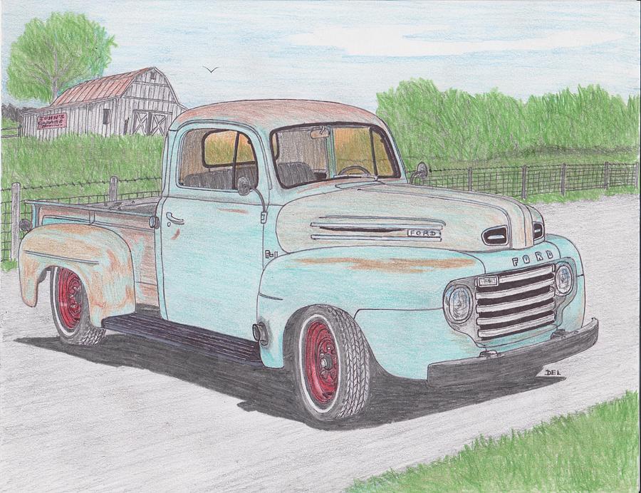 900x692 Ford F 1 Truck Drawing By Darrell Leonard