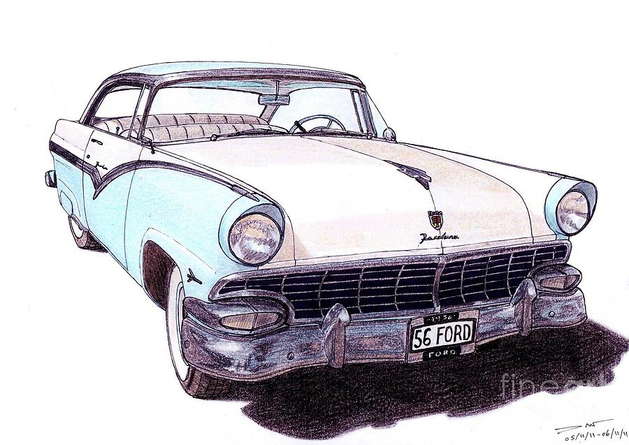 900x637 Ford Fairlane Victoria Drawing By Dan Poll