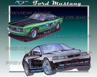 340x270 Ford Mustang Drawing Etsy