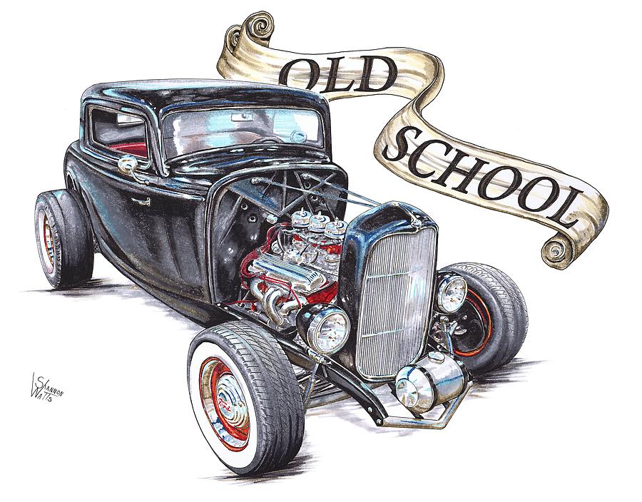 900x704 Old School 32 Ford Drawing By Shannon Watts