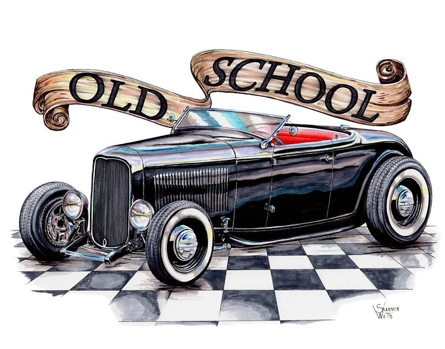 900x707 Old School 32 Ford Roadster Drawing By Shannon Watts