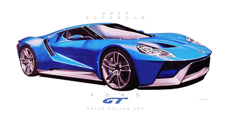 900x473 Ford Gt Supercar Drawing By Brian Roland